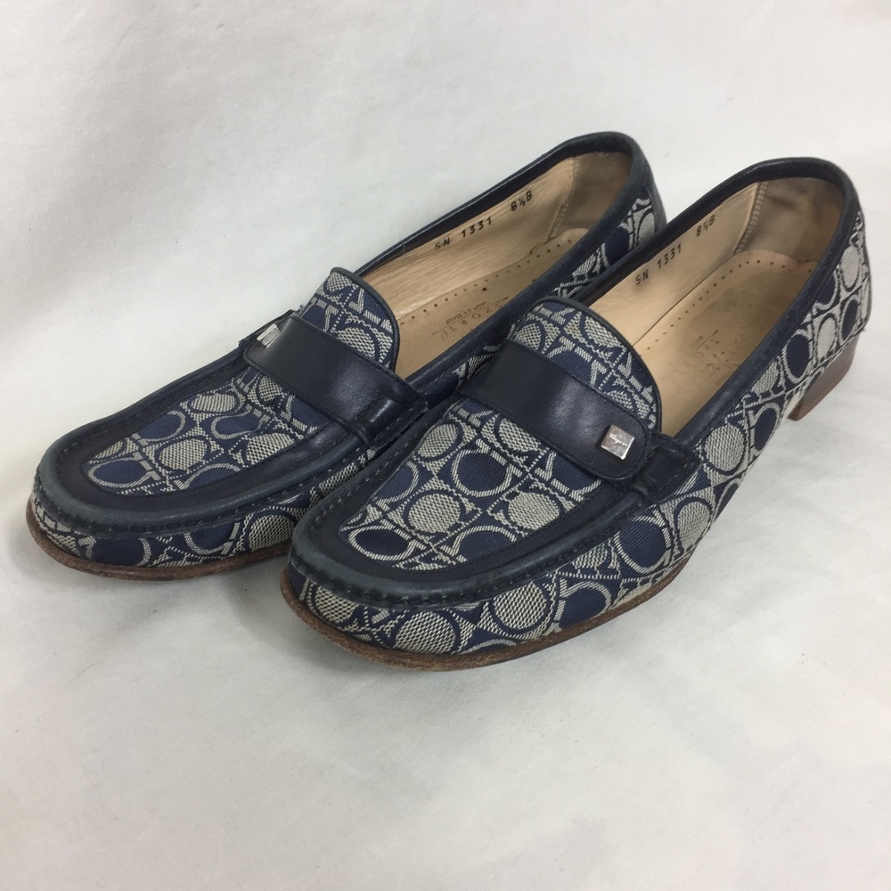 Vintage Salvatore Ferragamo Navy Blue Loafers